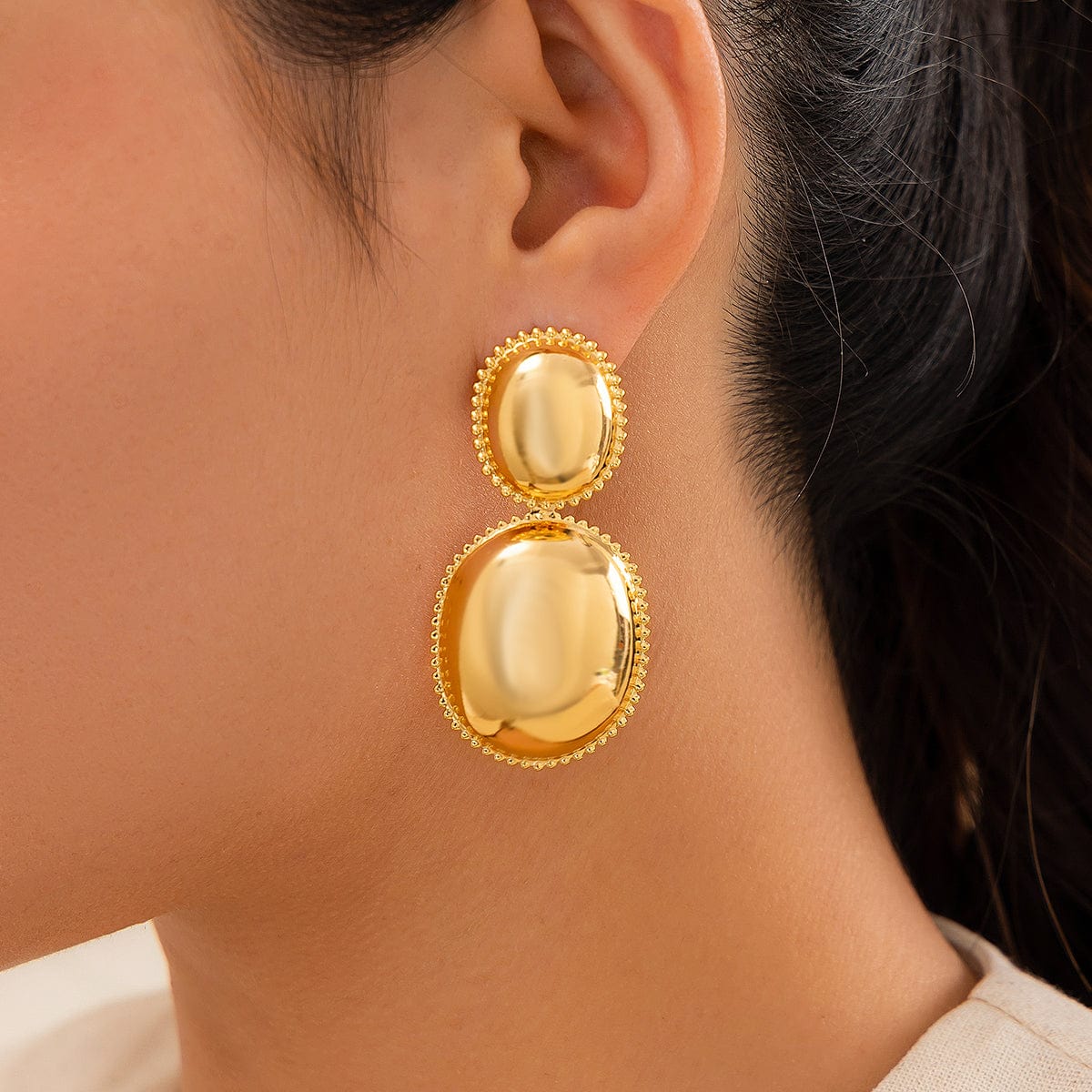 Baroque Gold Silver Plated Oval Dangle Earrings - ArtGalleryZen