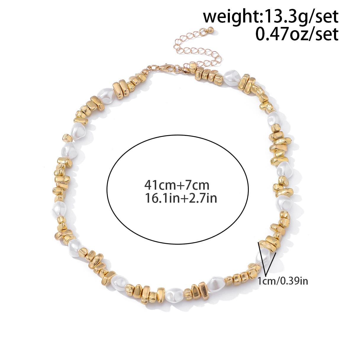 Baroque Gold Silver Tone Irregular Pearl Beaded Necklace - ArtGalleryZen