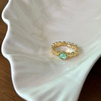 Thumbnail for Baroque Green Crystal Inlaid Open Ring - ArtGalleryZen