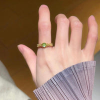 Thumbnail for Baroque Green Crystal Inlaid Open Ring - ArtGalleryZen