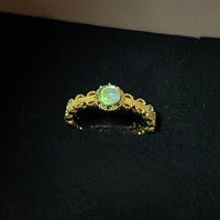 Thumbnail for Baroque Green Crystal Inlaid Open Ring - ArtGalleryZen