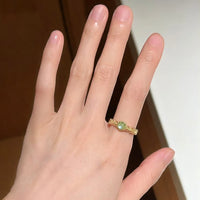 Thumbnail for Baroque Green Crystal Inlaid Open Ring