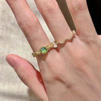 Thumbnail for Baroque Green Crystal Inlaid Open Ring