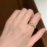 Thumbnail for Baroque Green Crystal Inlaid Open Ring