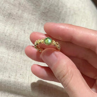 Thumbnail for Baroque Green Crystal Inlaid Open Ring