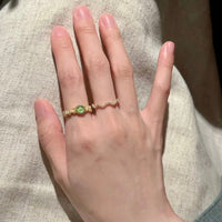 Thumbnail for Baroque Green Crystal Inlaid Open Ring