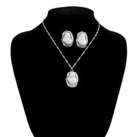 Thumbnail for Baroque Irregular Pearl Charm Singapore Chain Necklace Earrings Set