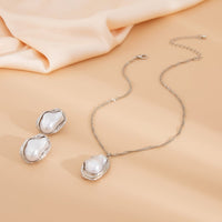 Thumbnail for Baroque Irregular Pearl Charm Singapore Chain Necklace Earrings Set