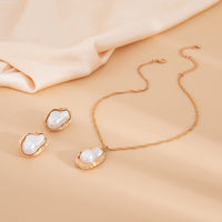 Thumbnail for Baroque Irregular Pearl Charm Singapore Chain Necklace Earrings Set