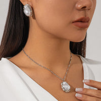 Thumbnail for Baroque Irregular Pearl Charm Singapore Chain Necklace Earrings Set