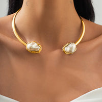 Thumbnail for Baroque Irregular Pearl Inlaid Open Collar Necklace Bangle Bracelet