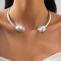 Thumbnail for Baroque Irregular Pearl Inlaid Open Collar Necklace Bangle Bracelet