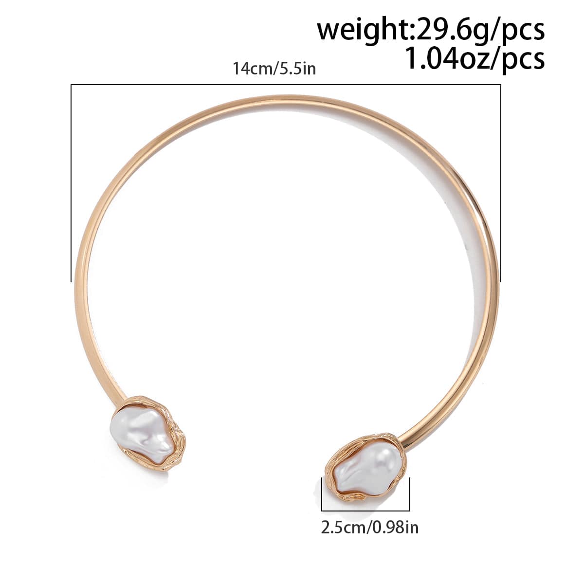 Baroque Irregular Pearl Inlaid Open Collar Necklace Bangle Bracelet