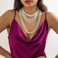 Thumbnail for Baroque Layered Chunky Pearl Chain Choker Necklace Set - ArtGalleryZen