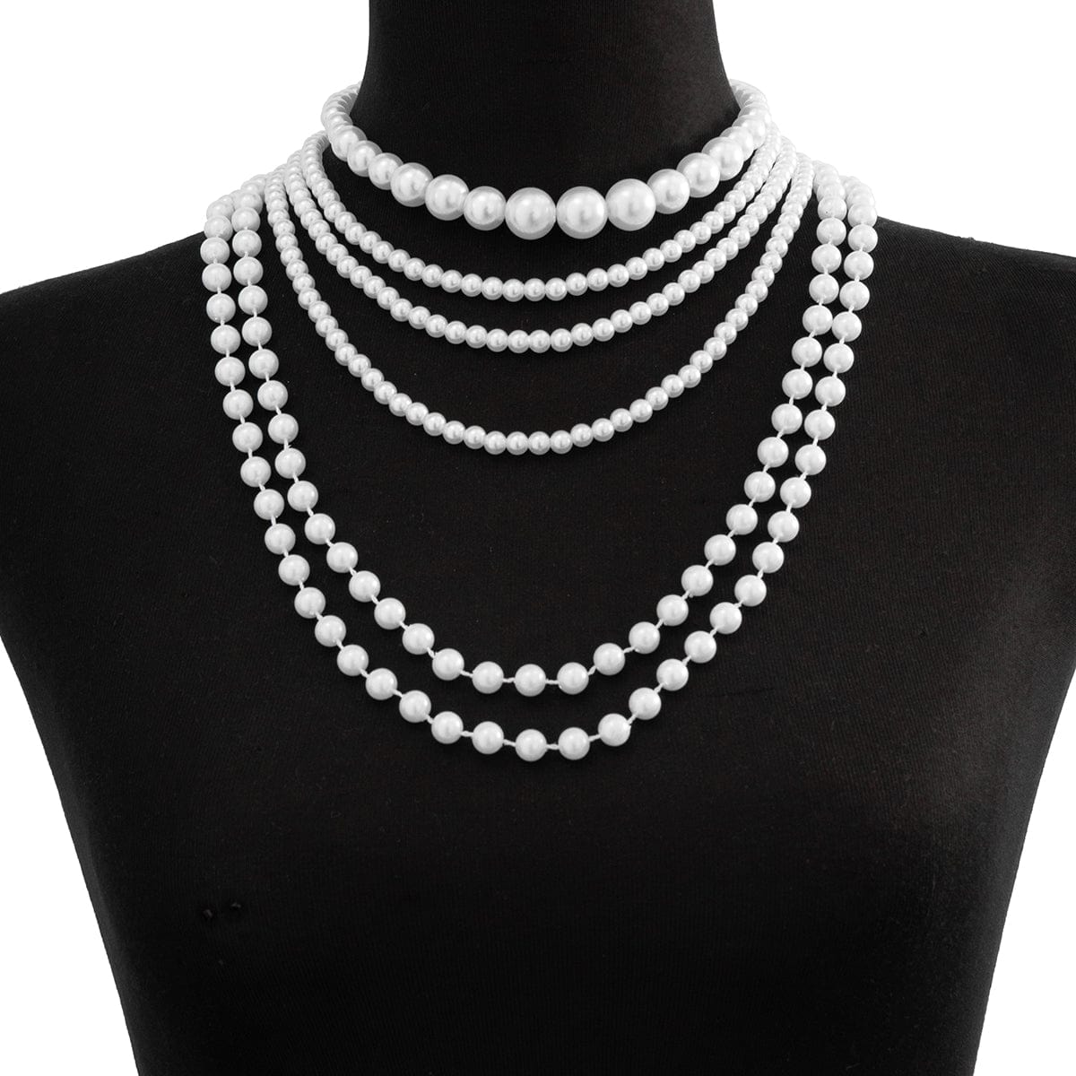 Baroque Layered Chunky Pearl Chain Choker Necklace Set - ArtGalleryZen