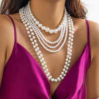 Thumbnail for Baroque Layered Chunky Pearl Chain Choker Necklace Set - ArtGalleryZen