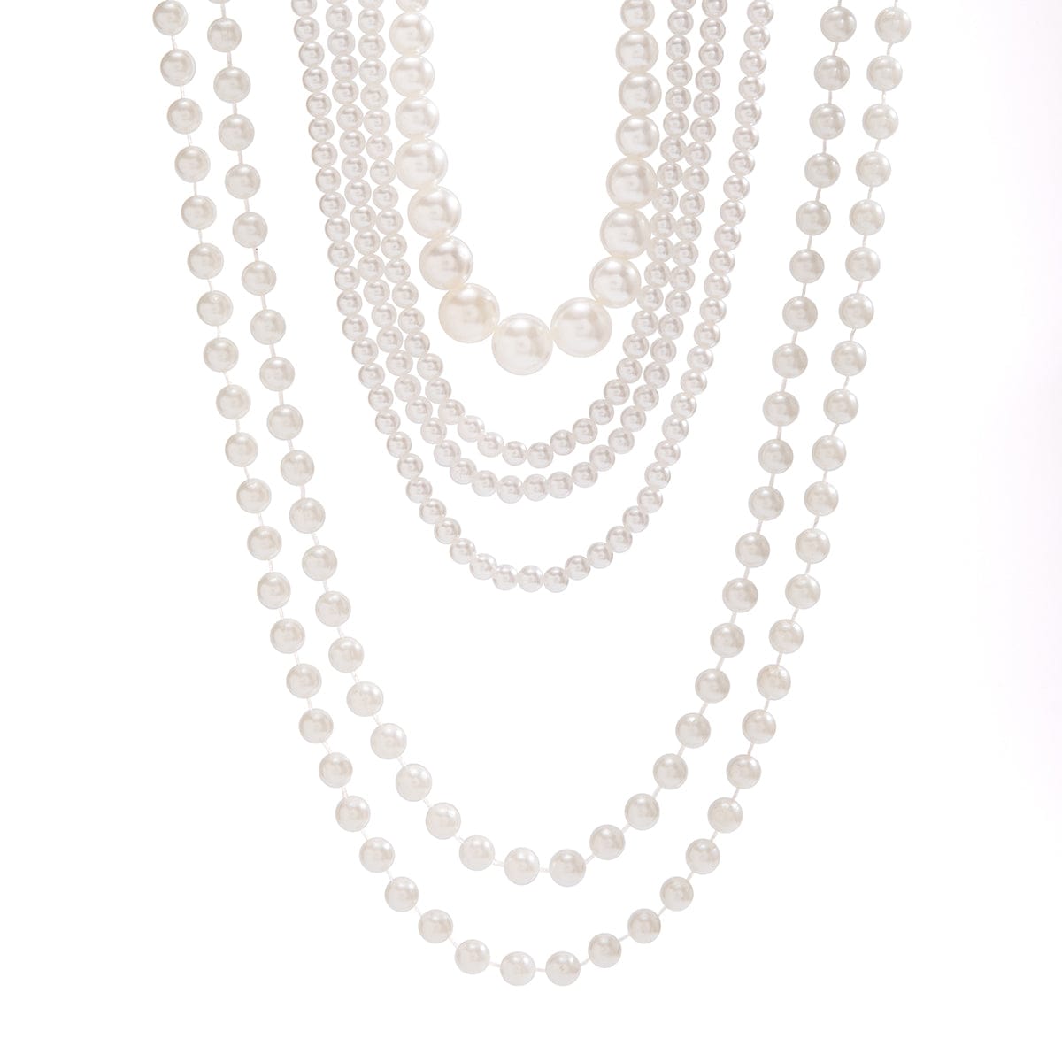 Baroque Layered Chunky Pearl Chain Choker Necklace Set - ArtGalleryZen