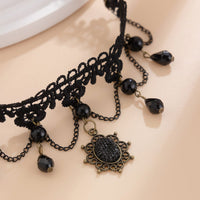 Thumbnail for Baroque Layered Crystal Tassel Flower Pendant Lace Choker Necklace - ArtGalleryZen
