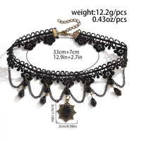 Thumbnail for Baroque Layered Crystal Tassel Flower Pendant Lace Choker Necklace