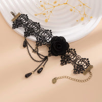 Thumbnail for Baroque Layered Crystal Tassel Rose Lace Anklet