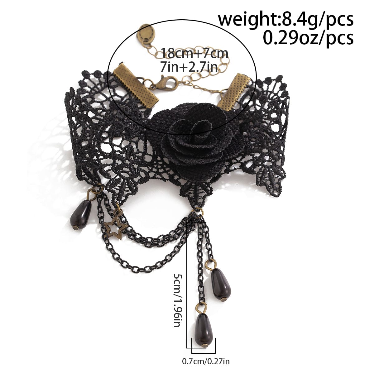 Baroque Layered Crystal Tassel Rose Lace Anklet