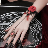 Thumbnail for Baroque Layered Crystal Tassel Rose Lace Finger Ring Bracelet