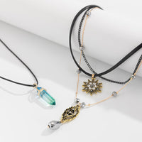 Thumbnail for Baroque Layered Healing Crystal Waterdrop Pendant Wax Cord Necklace Set - ArtGalleryZen