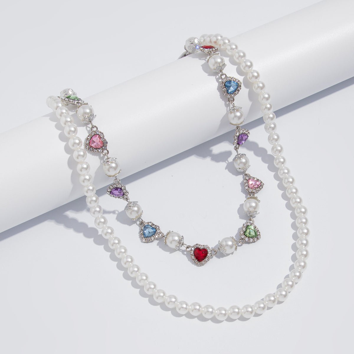 Baroque Layered Heart Rhinestone Pearl Trouser Chain - ArtGalleryZen