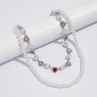 Thumbnail for Baroque Layered Heart Rhinestone Pearl Trouser Chain - ArtGalleryZen