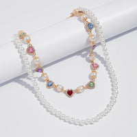 Thumbnail for Baroque Layered Heart Rhinestone Pearl Trouser Chain - ArtGalleryZen