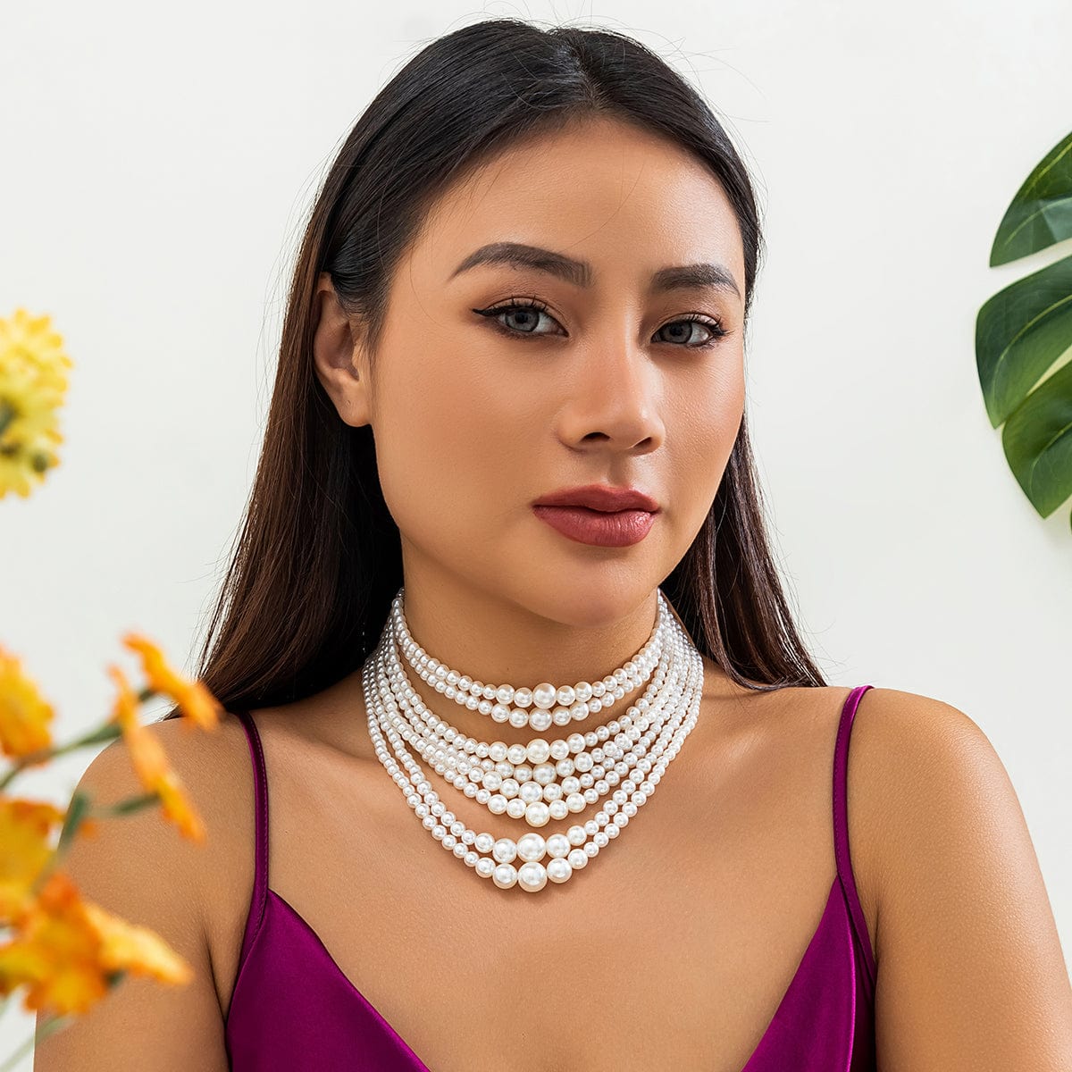 Baroque Layered Pearl Chain Choker Necklace - ArtGalleryZen