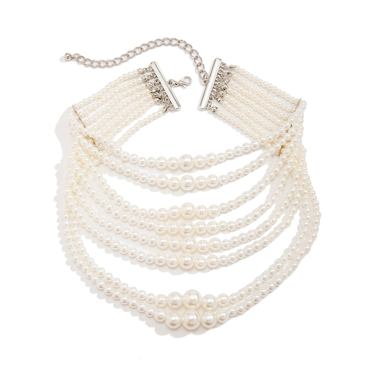 Baroque Layered Pearl Chain Choker Necklace - ArtGalleryZen