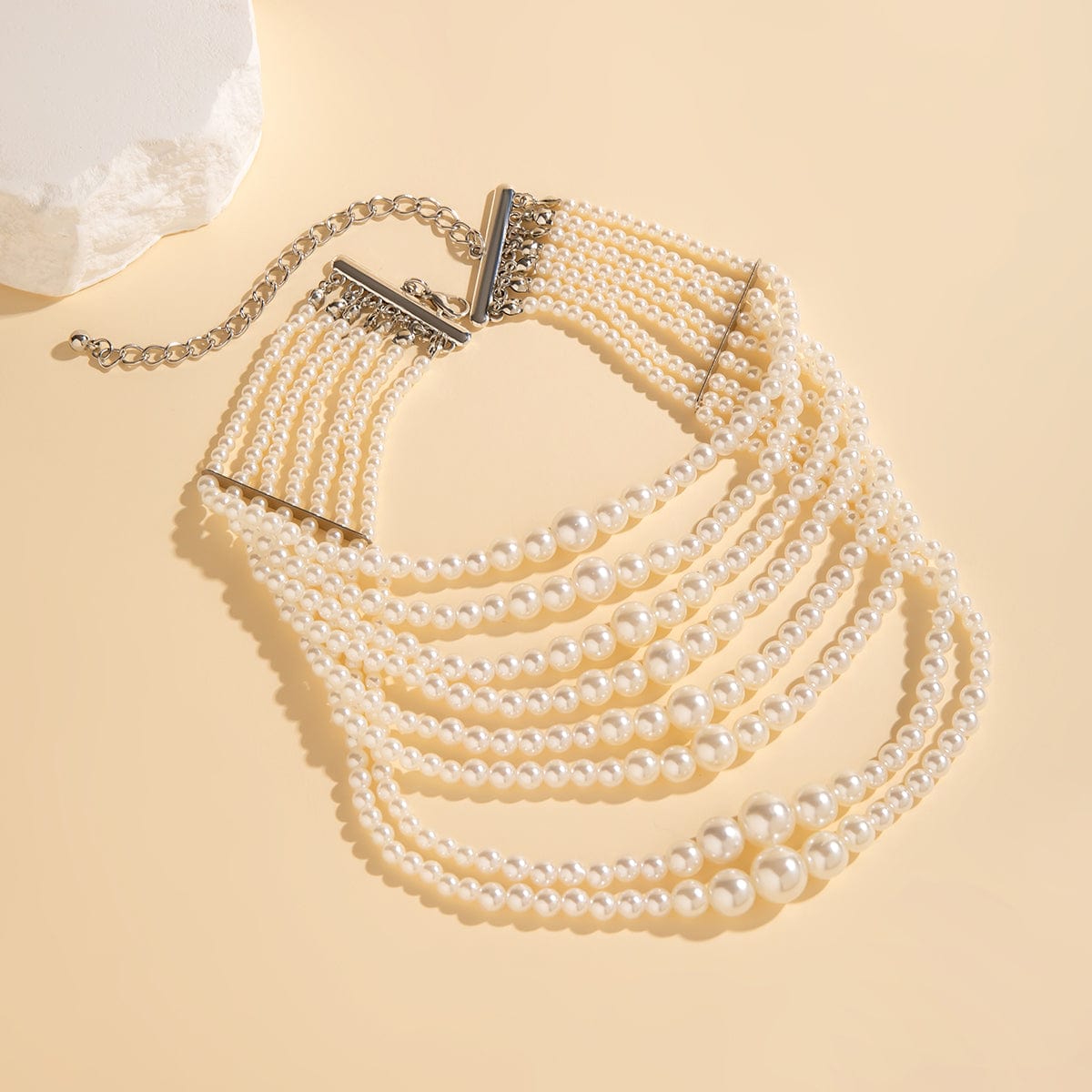 Baroque Layered Pearl Chain Choker Necklace - ArtGalleryZen