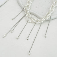 Thumbnail for Baroque Layered Pearl Chain Tassel Choker Necklace - ArtGalleryZen