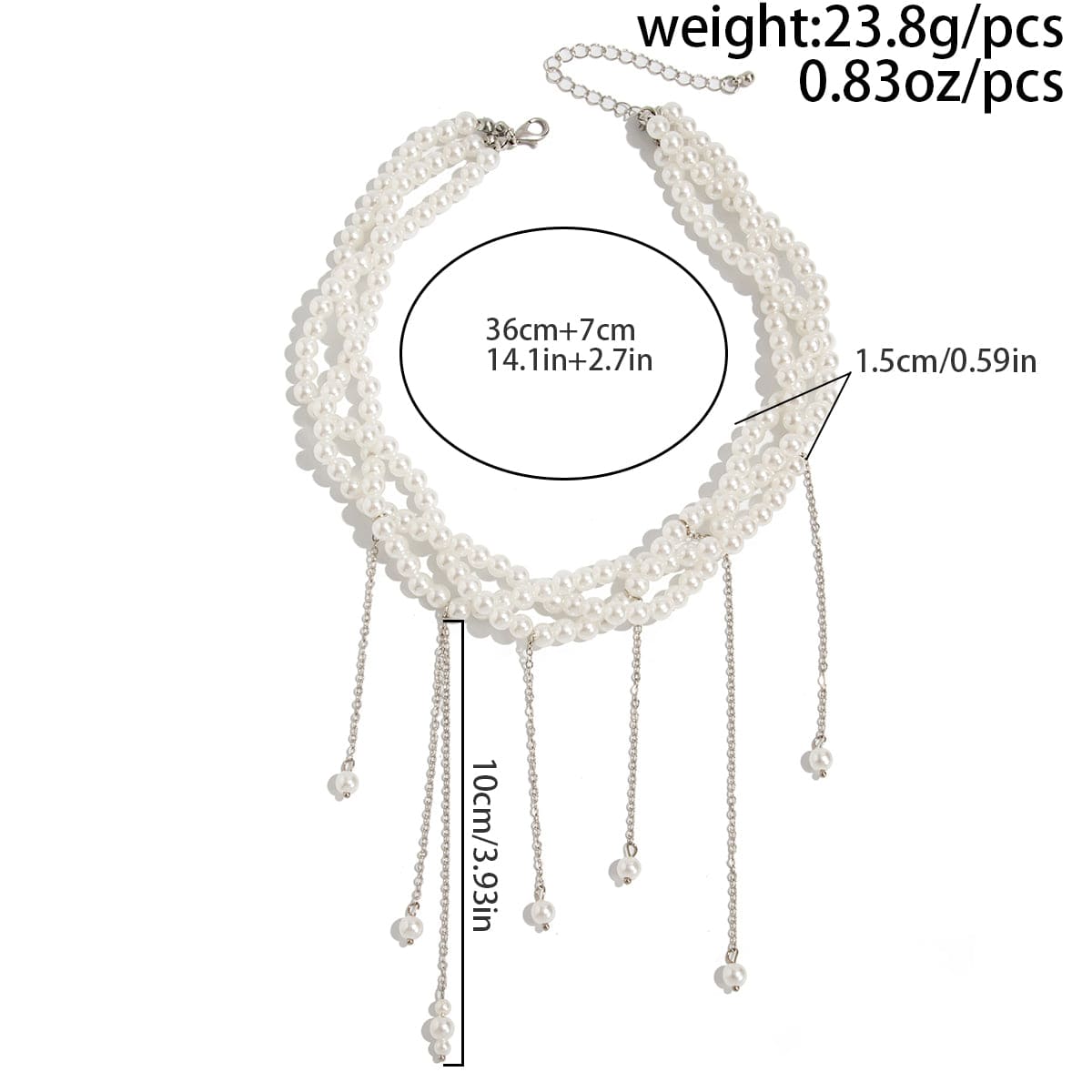 Baroque Layered Pearl Chain Tassel Choker Necklace - ArtGalleryZen