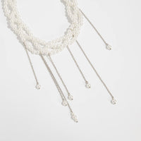 Thumbnail for Baroque Layered Pearl Chain Tassel Choker Necklace - ArtGalleryZen