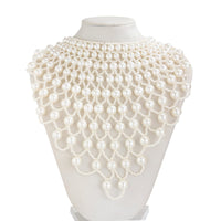 Thumbnail for Baroque Layered Pearl Mesh Tassel Necklace - ArtGalleryZen