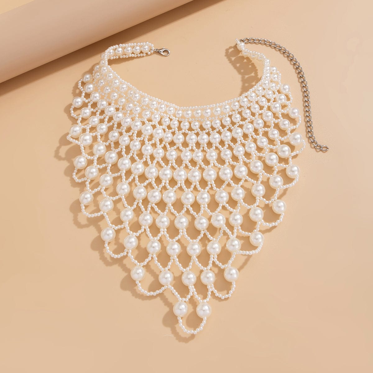 Baroque Layered Pearl Mesh Tassel Necklace - ArtGalleryZen