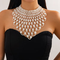 Thumbnail for Baroque Layered Pearl Mesh Tassel Necklace