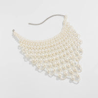 Thumbnail for Baroque Layered Pearl Mesh Tassel Necklace