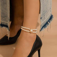 Thumbnail for Baroque Layered Pearl Turquoise Beaded Anklet