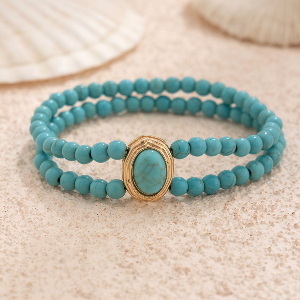 Baroque Layered Pearl Turquoise Beaded Anklet