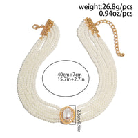 Thumbnail for Baroque Layered Rhinestone Inlaid Crystal Pearl Chain Necklace