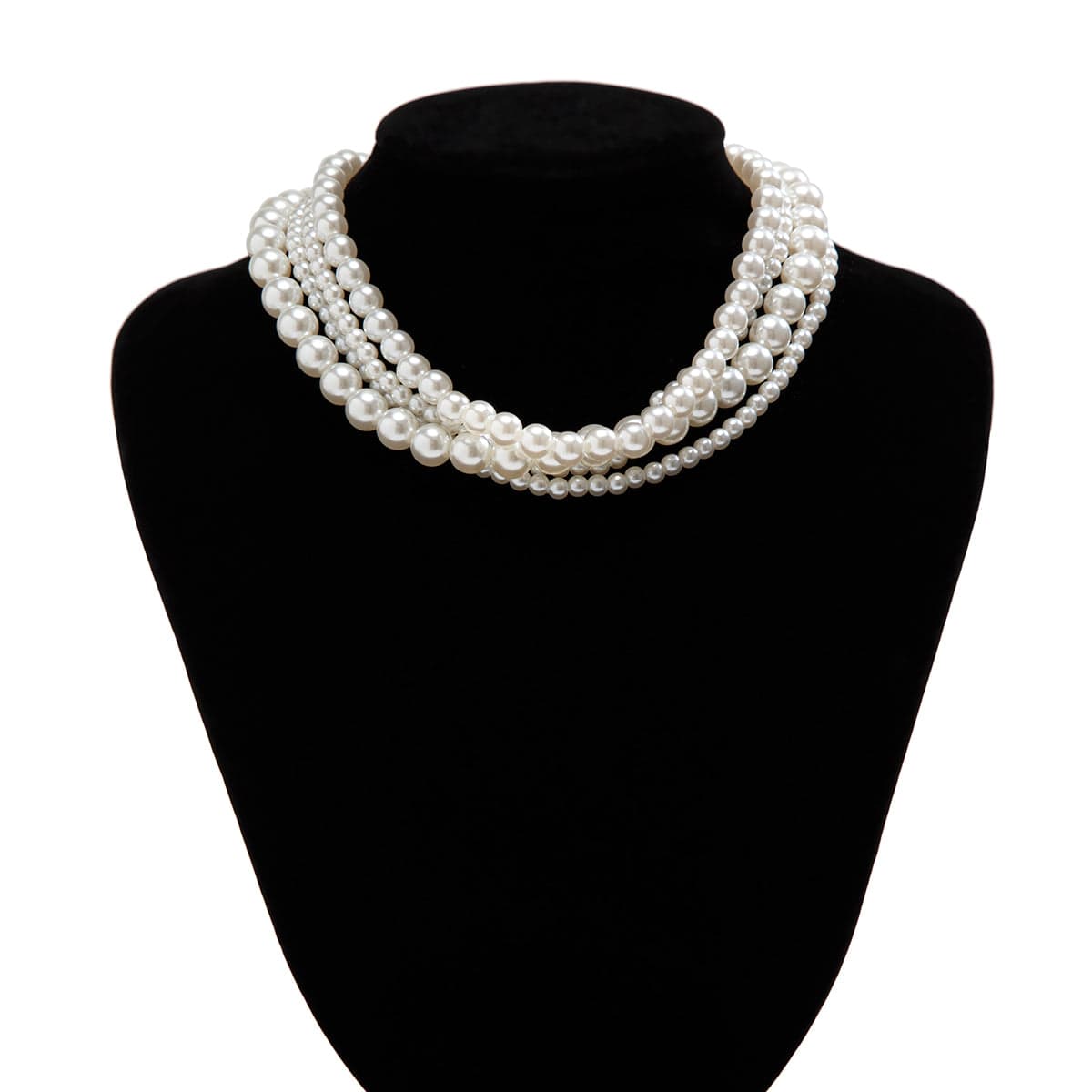 Baroque Layered Ribbon Bowknot Pearl Chain Necklace