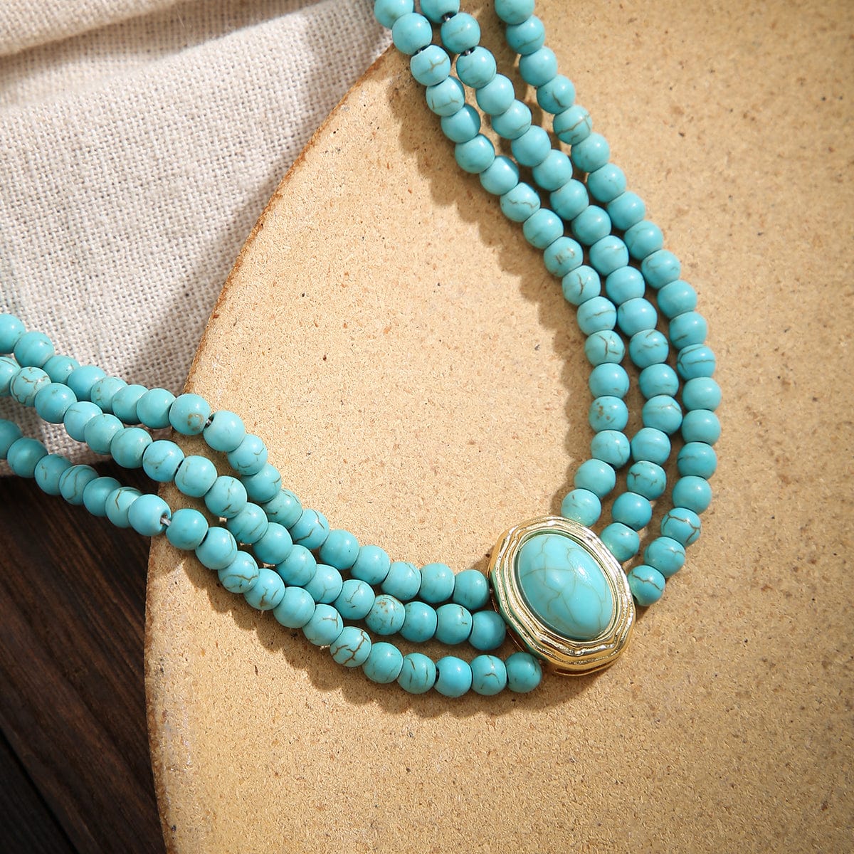 Baroque Layered Turquoise Pearl Chain Choker Necklace - ArtGalleryZen