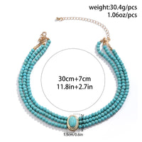 Thumbnail for Baroque Layered Turquoise Pearl Chain Choker Necklace - ArtGalleryZen