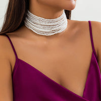 Thumbnail for Baroque Multi-Layered Pearl Chain Choker Necklace - ArtGalleryZen