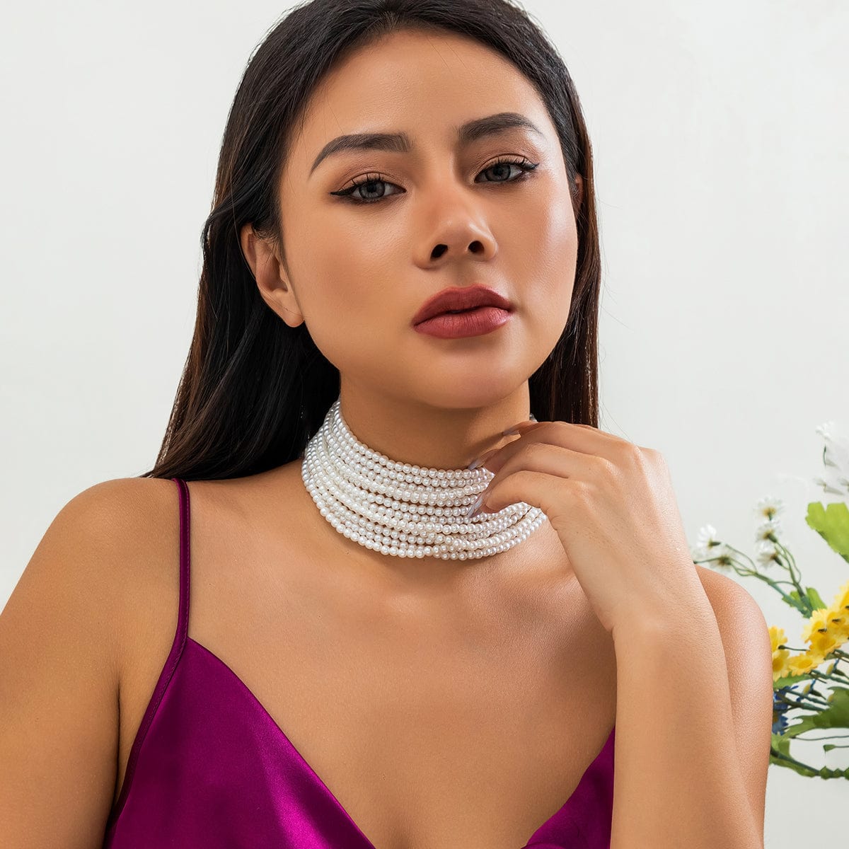 Baroque Multi-Layered Pearl Chain Choker Necklace – ArtGalleryZen