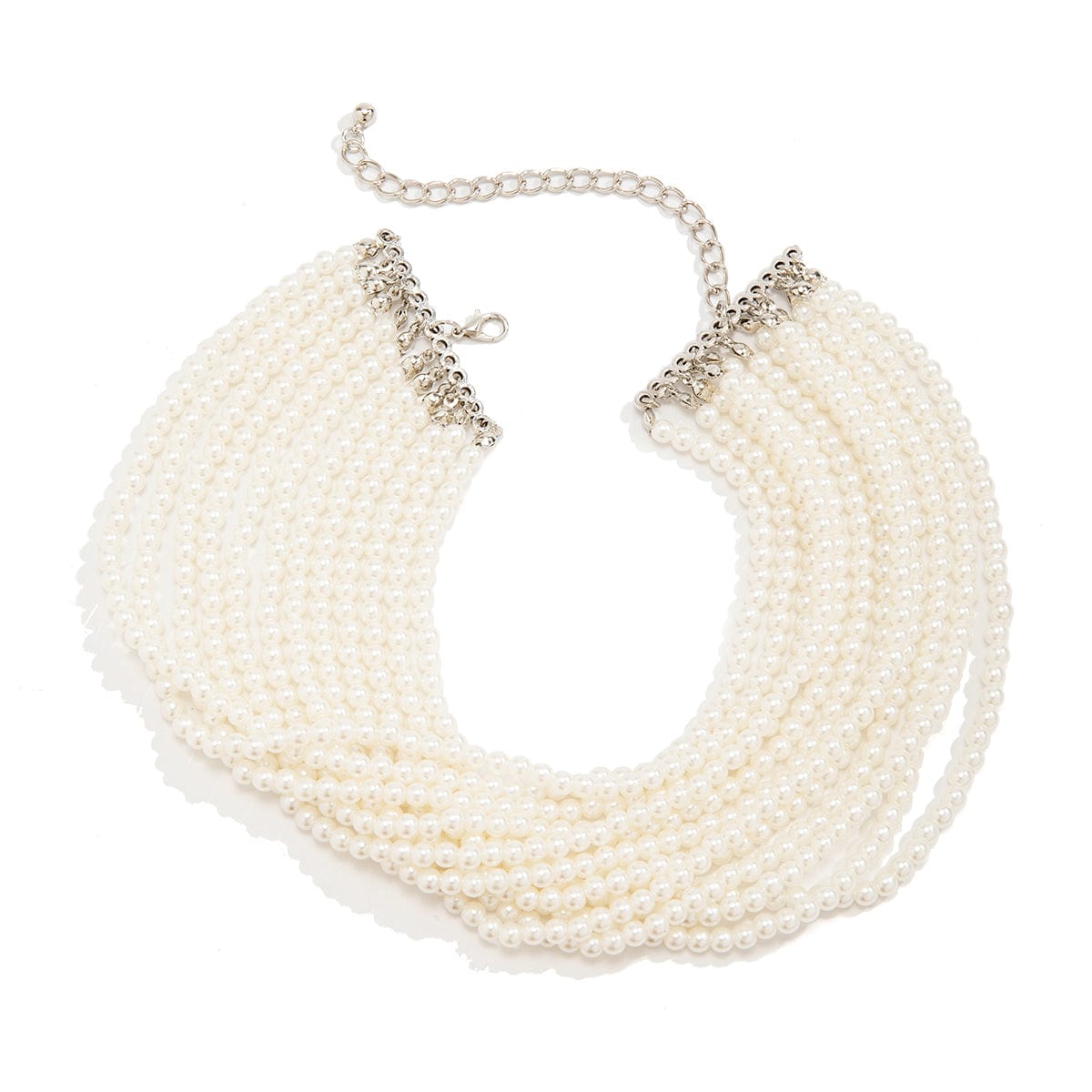 Baroque Multi-Layered Pearl Chain Choker Necklace - ArtGalleryZen