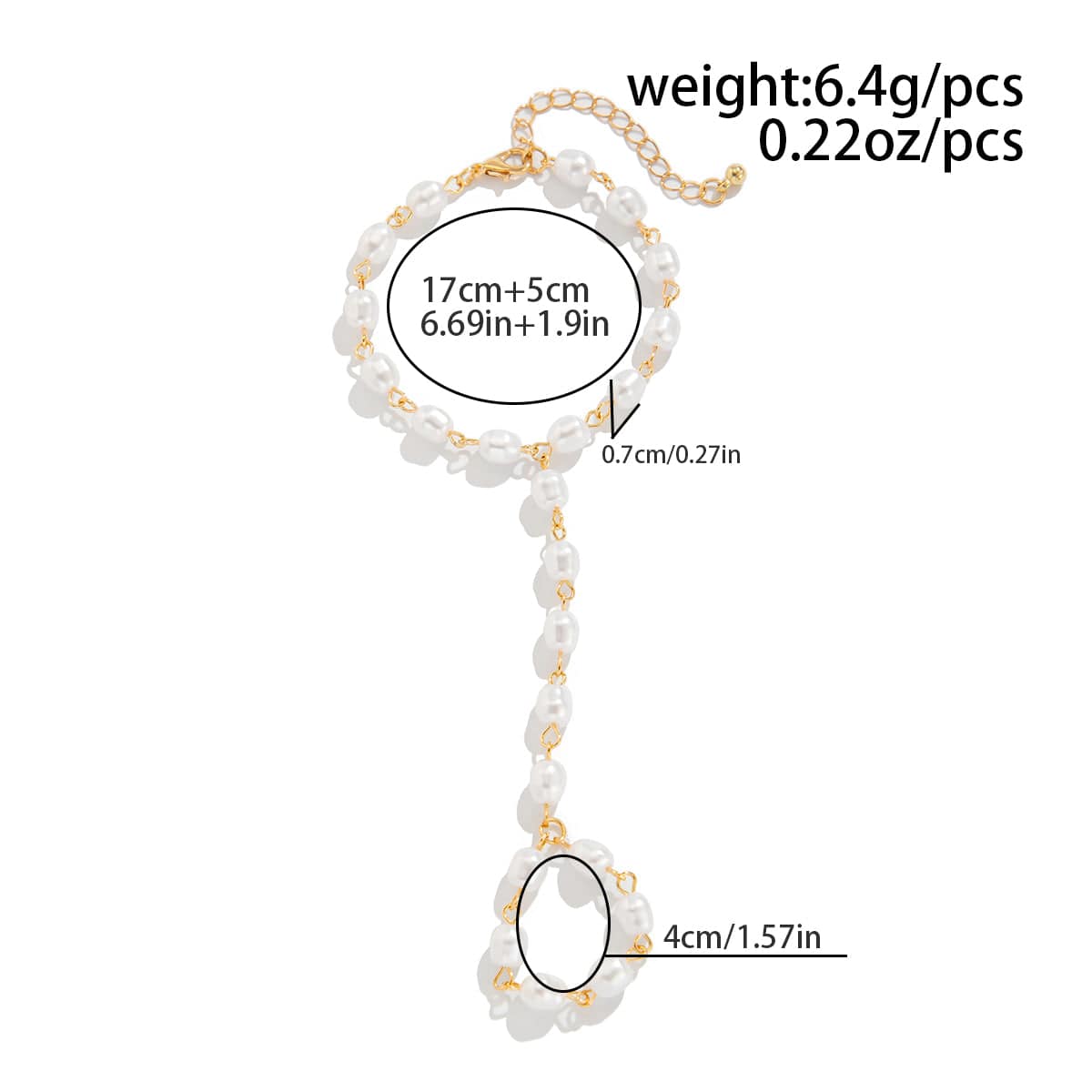 Baroque Pearl Chain Finger Ring Bracelet - ArtGalleryZen